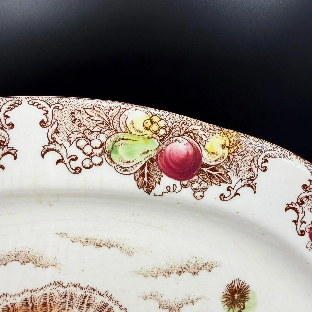 Vintage Fred Roberts‎ Co Turkey Platter Thanksgiving Serving Tray Japan 16 Inch
